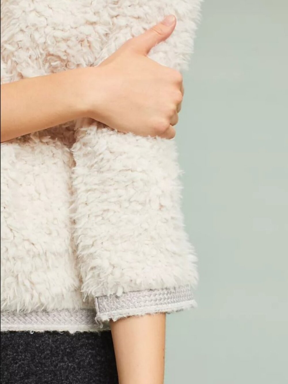 NWT Anthropologie Akemi + Kin Fleece Sherpa Pullover Hoodie Sweater L - Picture 10 of 10